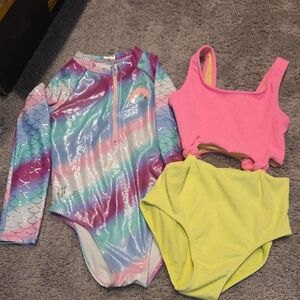 Betsey Johnson Rainbow and Pink Kids Swim One Piece